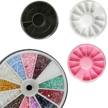 Мини 12 сетки круглый ящик для хранения отсек дизайн ногтей горный хрусталь Драгоценные камни пластиковая коробка прозрачный Органайзер ювелирные изделия бисера макияж коробка