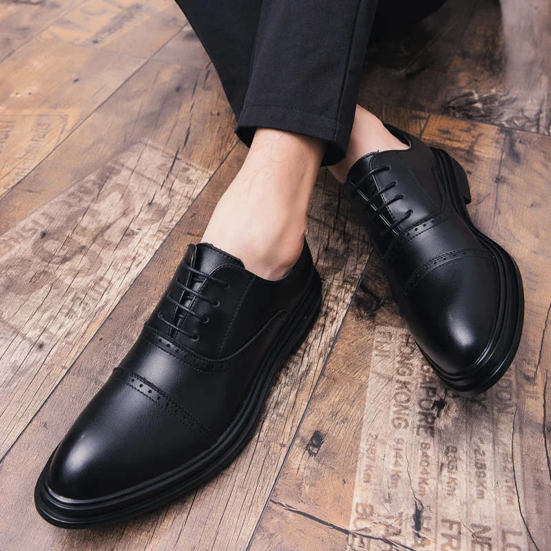 GOODRSSON обувь с перфорацией типа «броги»; Мужская официальная обувь из спилка; деловые модельные туфли-оксфорды; мужская обувь на шнуровке; офисная обувь; Прямая поставка