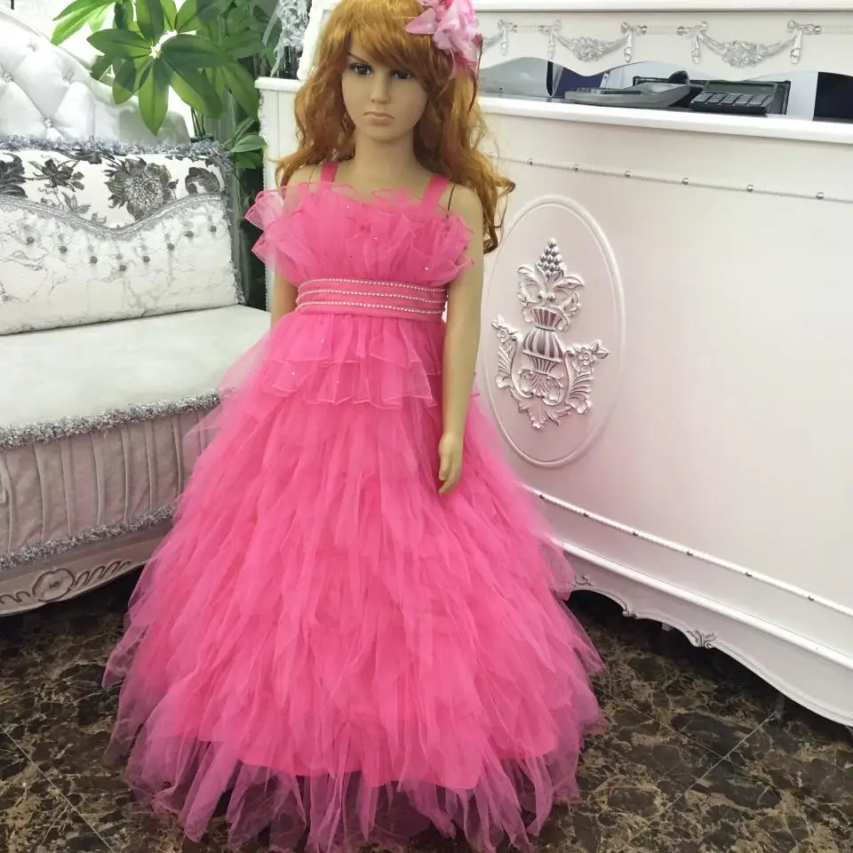 

Free Shipping Factory Wholesale Ruffly Flower Girl Dresses 2019 New Arrival Tiered Party Gowns Children Dress For Kids 2-8 Years