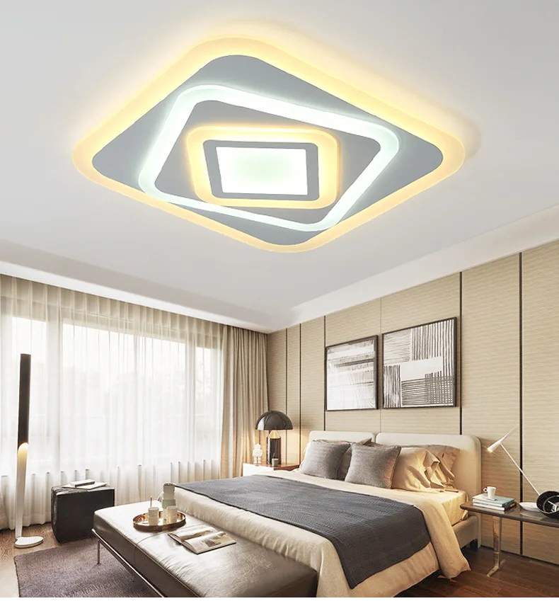 Современный потолочный светильник для спальни, AC90-260V, для помещений, квадратный акриловый светильник, ультра-тонкий светодиодный светильник для ресторана, высота 5 см