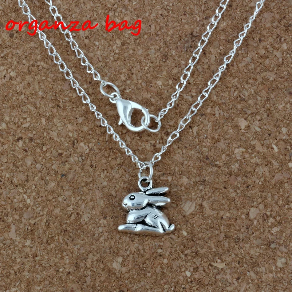 

MIC 2pcs / lot Ancient silver Alloy Bunny Rabbit Charms Pendant Necklaces 18 inches Chains Jewelry DIY A-226d