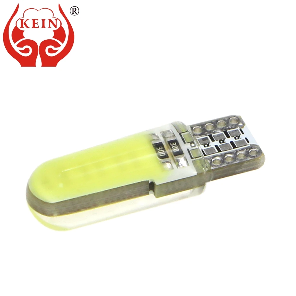 

KEIN 50PCS t10 led w5w 194 168 silicone 12V COB led auto side wedge reading dome license plate lamp bulb light car styling white