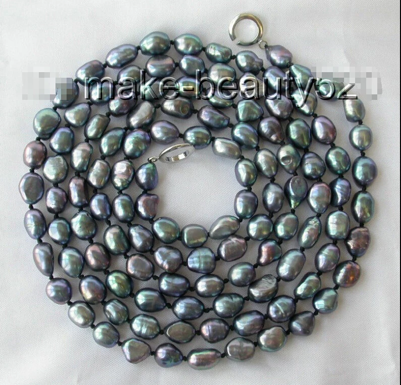 

FREE SHIPPING>>>@@ > stunning long 50" 12mm baroque black freshwater cultured pearl necklace s1865Noble style Natural Fine jewe
