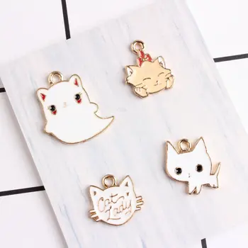 

Wholesale 50PCs Enamel Alloy Cute Charms Gold Color Plated Oil Drop Animal Cat Ghost DIY Jewelry Findings Pendant Charm