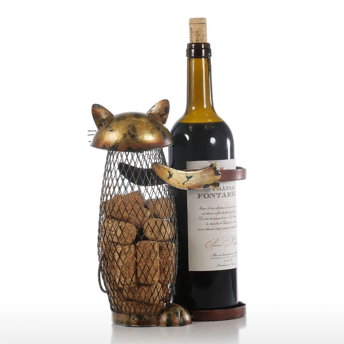 

Cat Wine Holder Cork Container Wine Bottle Holder Home Decor Iron Handicraft Animal Ornament Animal Wine Stander