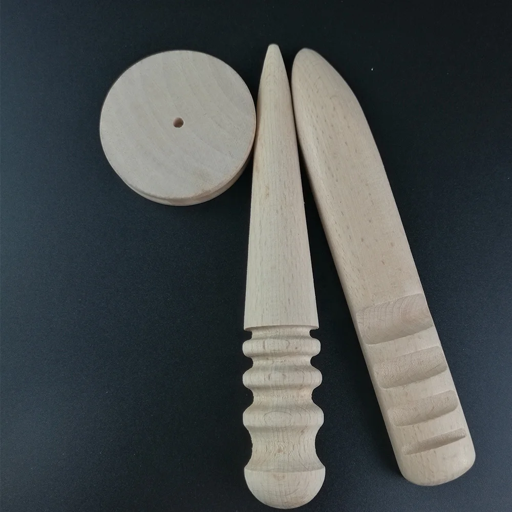 3Pcs Leathercraft Tool Leather Edge Slicker Multi Size
