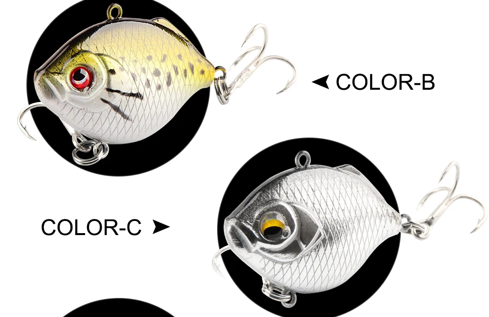 Spinpoler Hot Quality Hard Vib Crankbait Lures 45MM 9G Fishing Bait Treble Hooks Sinking Fishing Wobbler Pesca  (6)