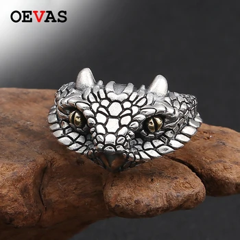 

Gothic Punk Style 925 Sterling Silver rings for man Domineering snake head S925 silver Open Ring fashion jewelry hippop Culture