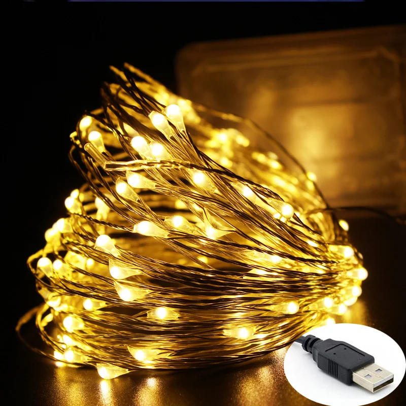 

LED String light 10M 5M 2M 3AA Battery Powered USB Copper Wire String Lights Outdoor Fairy Light for Xmas Garland Party Wedding