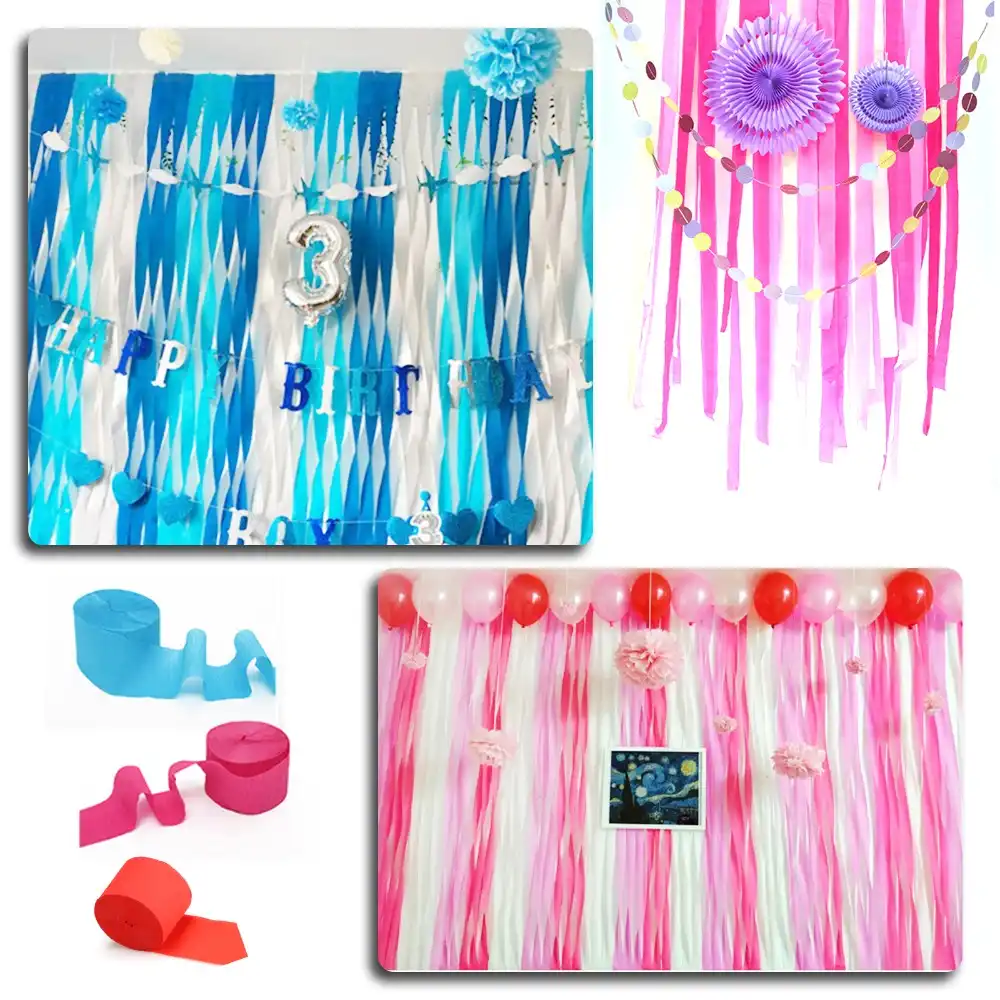 5pcs Set 25m Crepe Paper Streamers Party Decorations Wedding