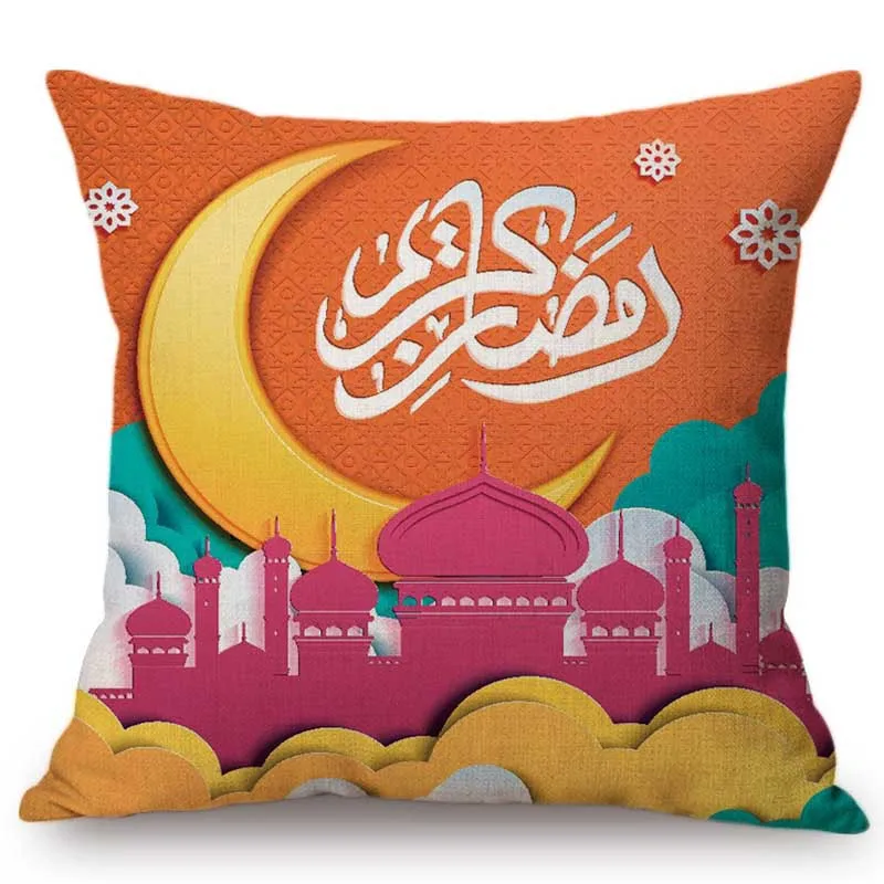 Рамадан Исламская ИД Мубарак для домашнего украшения Подушка Чехол Декор дивана хлопковое мусульманская мечеть, декоративная наволочка на подушку размером 45*45 см - Цвет: 10