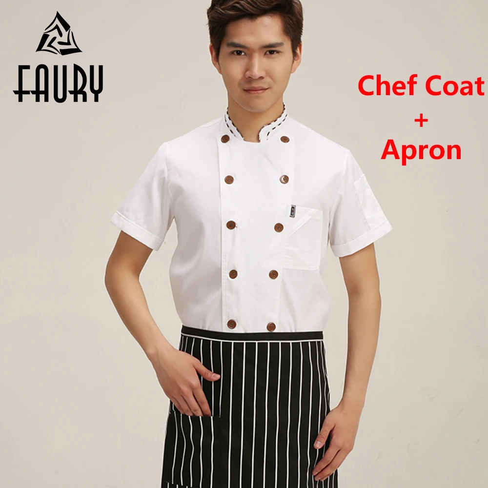 Men Catering Cafe Hotel Work Uniforms Chef Waiter Double Breasted White