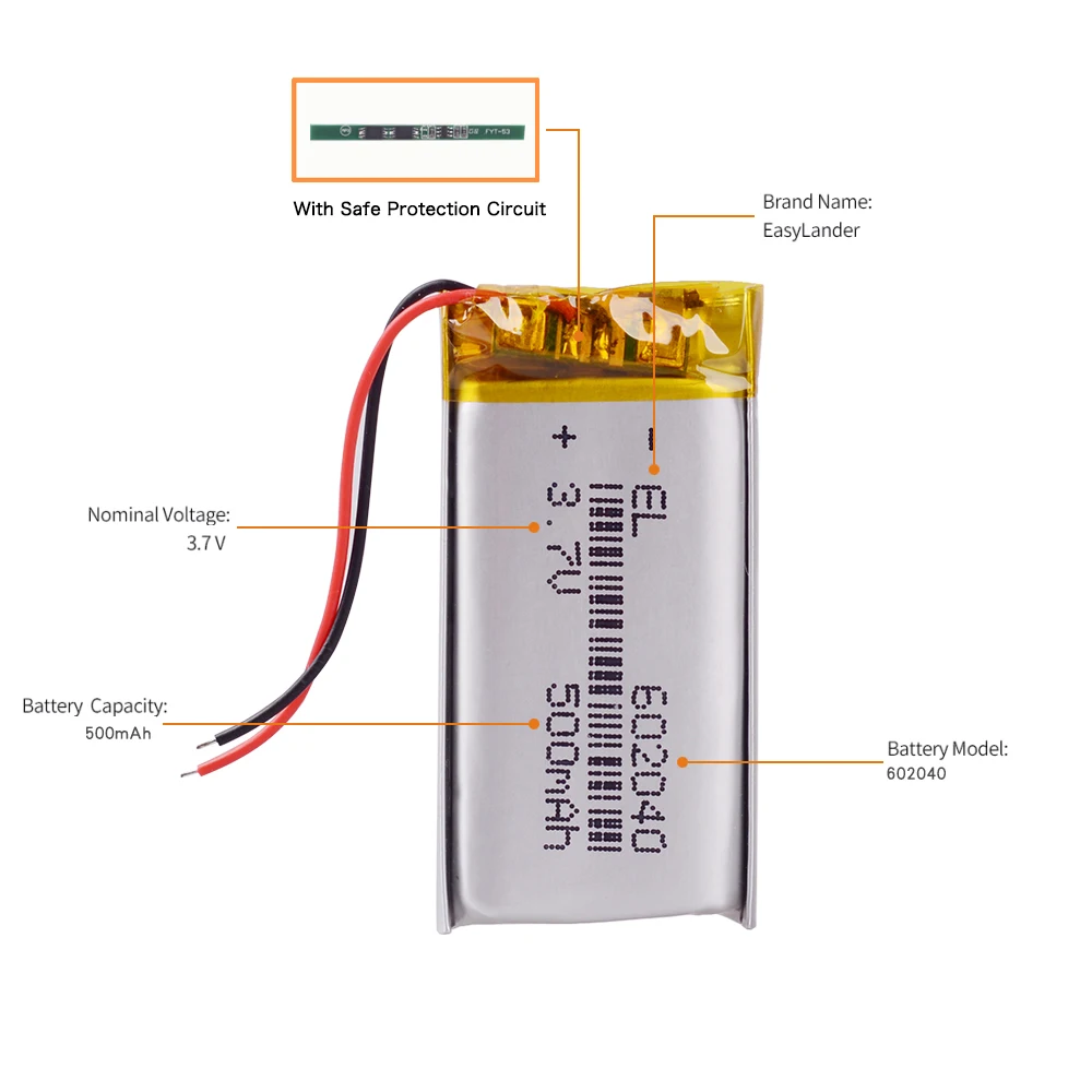 602040 500mAh 3,7 v Li Ion Po литий-полимерные батареи для диктофона гиромиашку Автомобильный видеорегистратор зеркало gps навигация