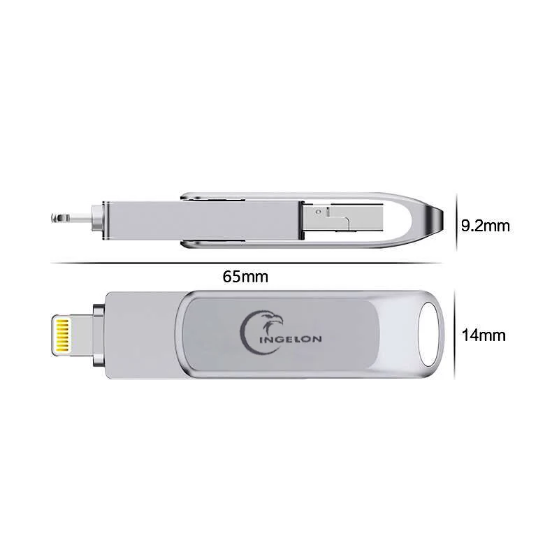 Ingelon Cle флеш-накопитель usb 3,0, 32 ГБ, 64 ГБ, 128 ГБ, металлический usb-накопитель, 32 ГБ, usb c type C, для iPhone 6, 7, 8, флешка