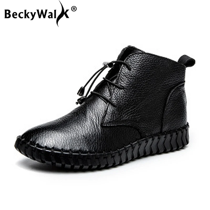 Ботильоны BeckyWalk женские из натуральной кожи повседневная обувь на шнуровке