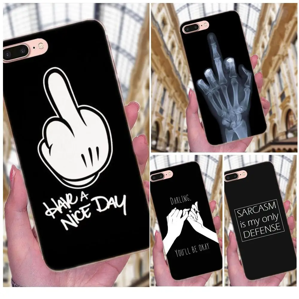 

TPU Cell Cover Case Mouse Finger Have A Nice Day For Huawei P8 P9 P10 P20 P30 Mate 7 8 9 10 20 Lite Plus Pro 2017