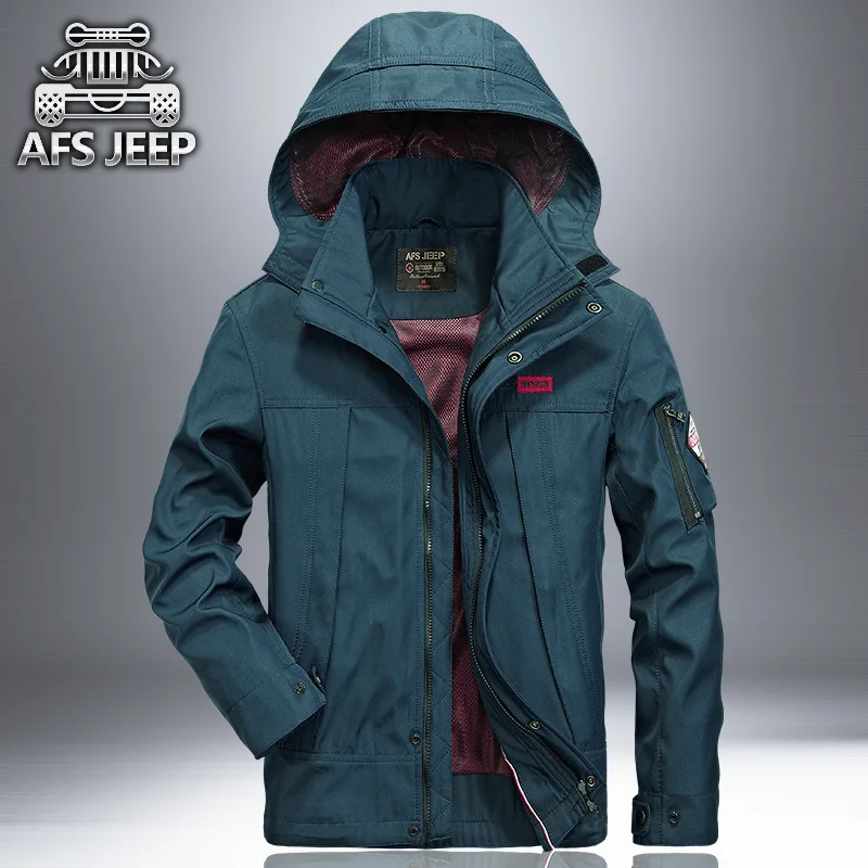 AFS جيب يندبروف ماء سترة عسكرية معطف 2018 عارضة مقنعين الربيع الخريف جاكيتات رجالي زائد حجم 4XL سترة واقية معطف