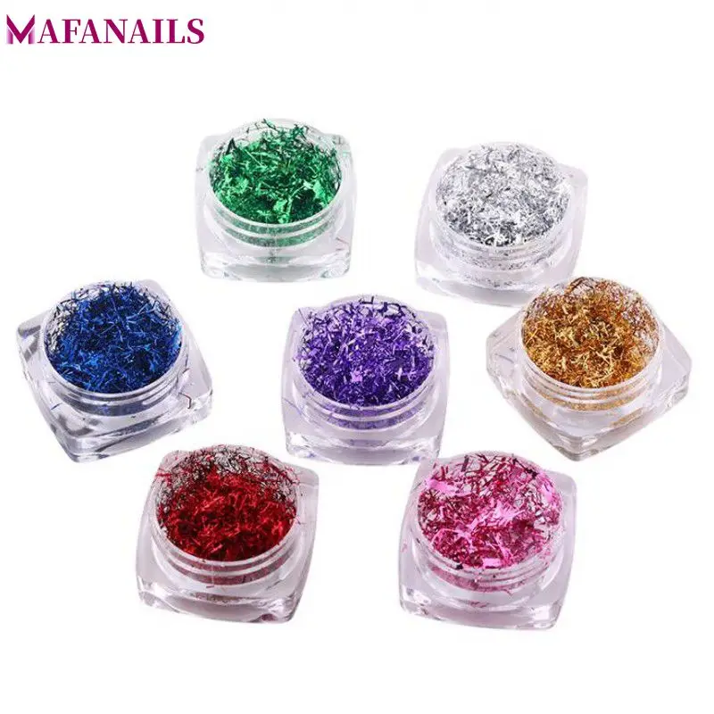 

7Boxes/ Lot Magic Mirror Powder Aluminum Foil Silk Flakes Pigment Dust Sequins Holo Nail Art Glitter Decorations Manicure PLB-26