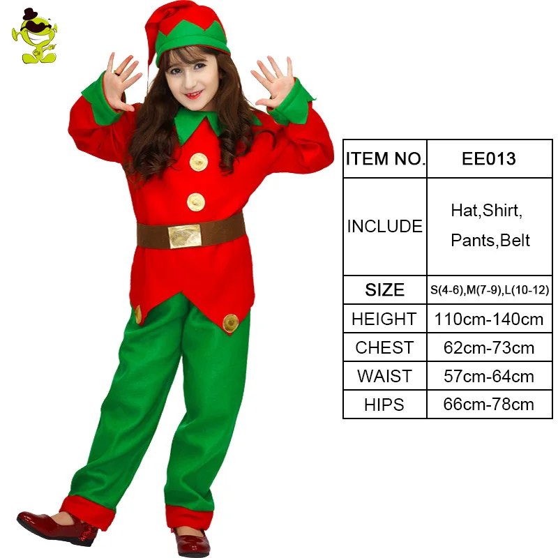Girls Lively Elf Costume Children Xmas Party Pretty Eidolon Decoration Clothing