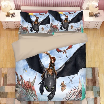 

Anime 3D bedding set How to Train Your Dragon quilt cover Pillowcases comforter cover twin queen king duvet cover bedclothes