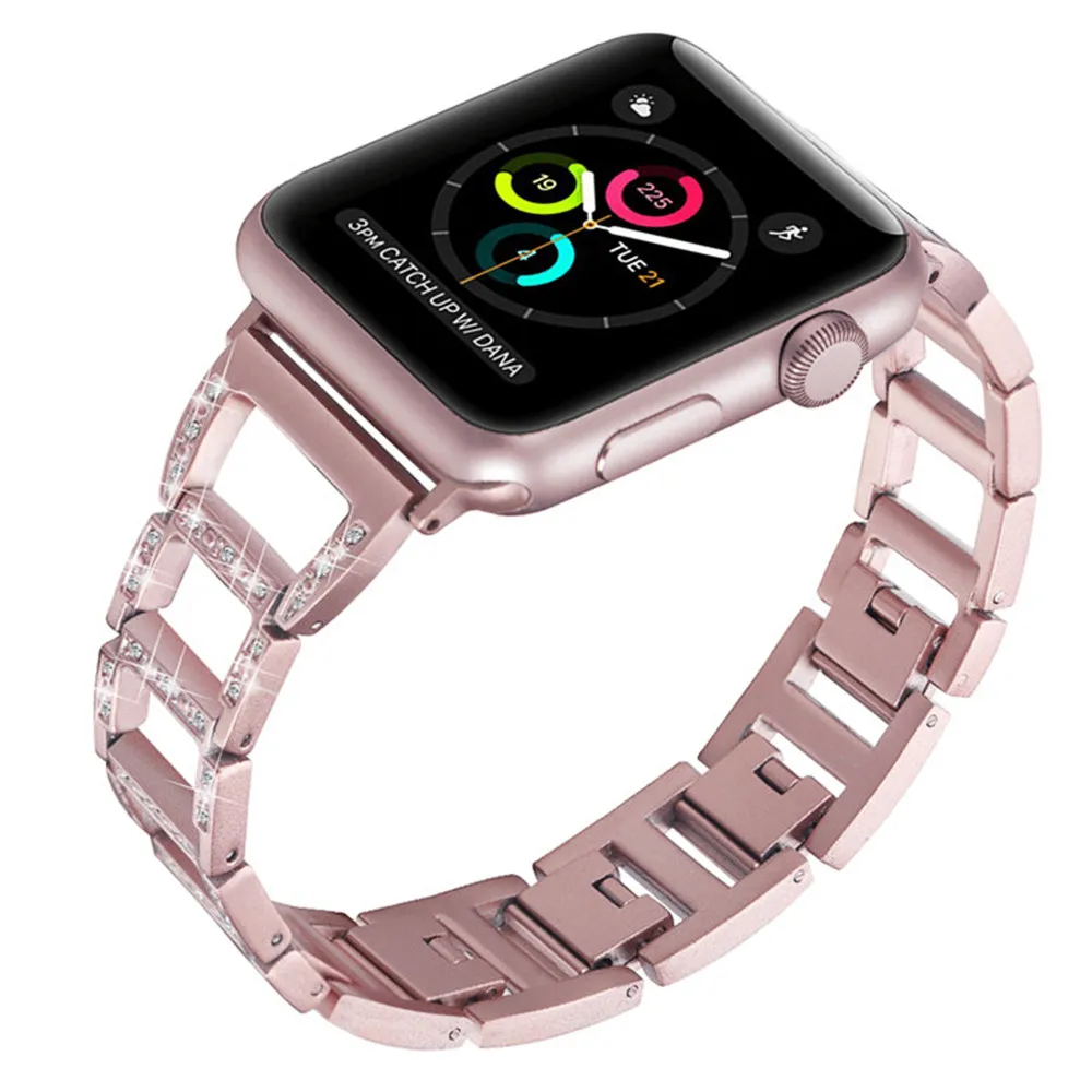 Wonen девушки браслет для наручных часов Apple Watch 38/42/40/44 мм роскошные часы с бриллиантами ремешок на регулируемом наручном браслете Series 5 4 3 2 1 ремень