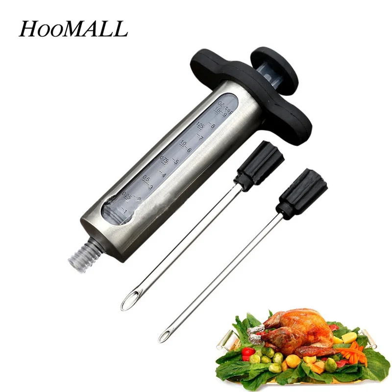 Hoomall Stainless Steel Meat Injector Spice Favor Syringe Poultry Chikcen Turkey Seasoning