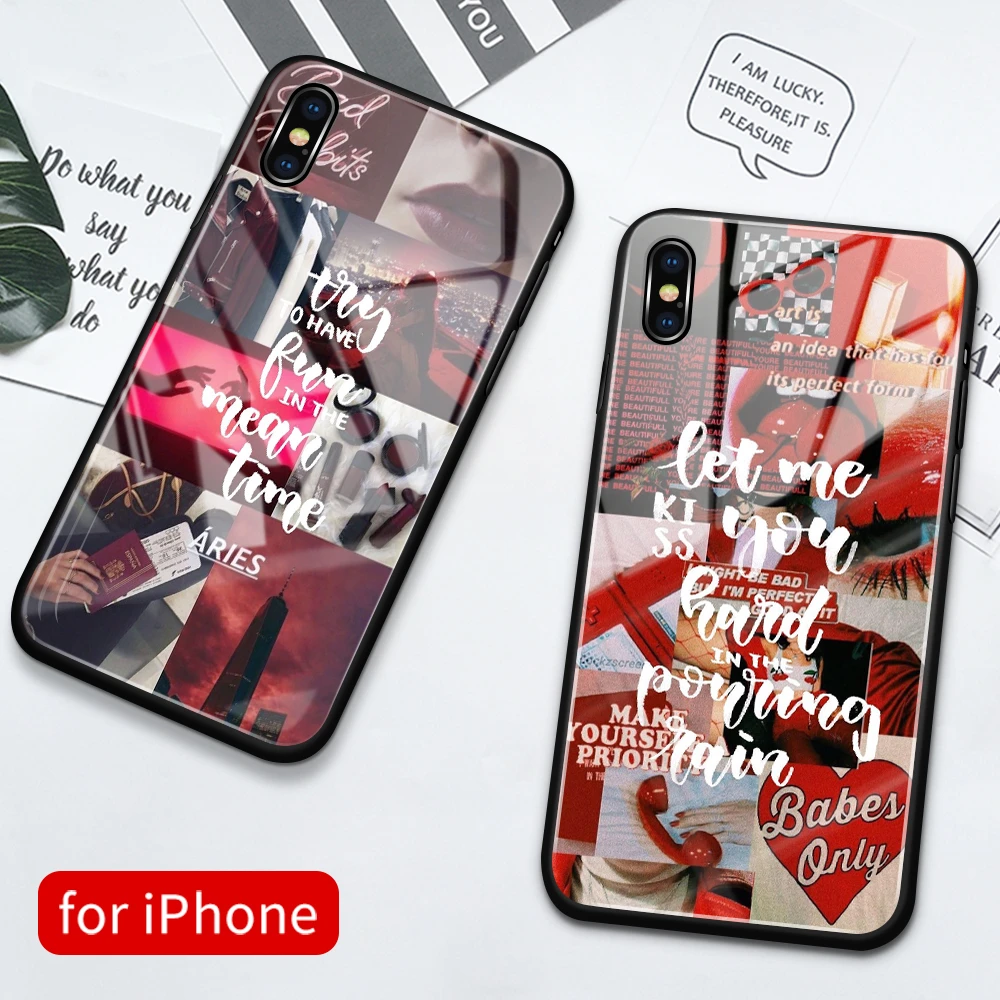 Wafel uitbarsting Amuseren For Coque Iphone 14 Glass Back Case Fashion Cover Iphone 14 Case For Iphone  6 6s 7 8 14 Plus X Xs Max Xr 11 12 13 14 Pro Max Se - Mobile Phone Cases &  Covers - AliExpress