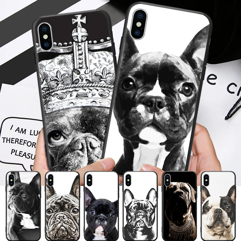 Жесткий чехол для телефона с рисунком плохого черного щенка бульдога iPhone 5 5S SE 6 6S 7