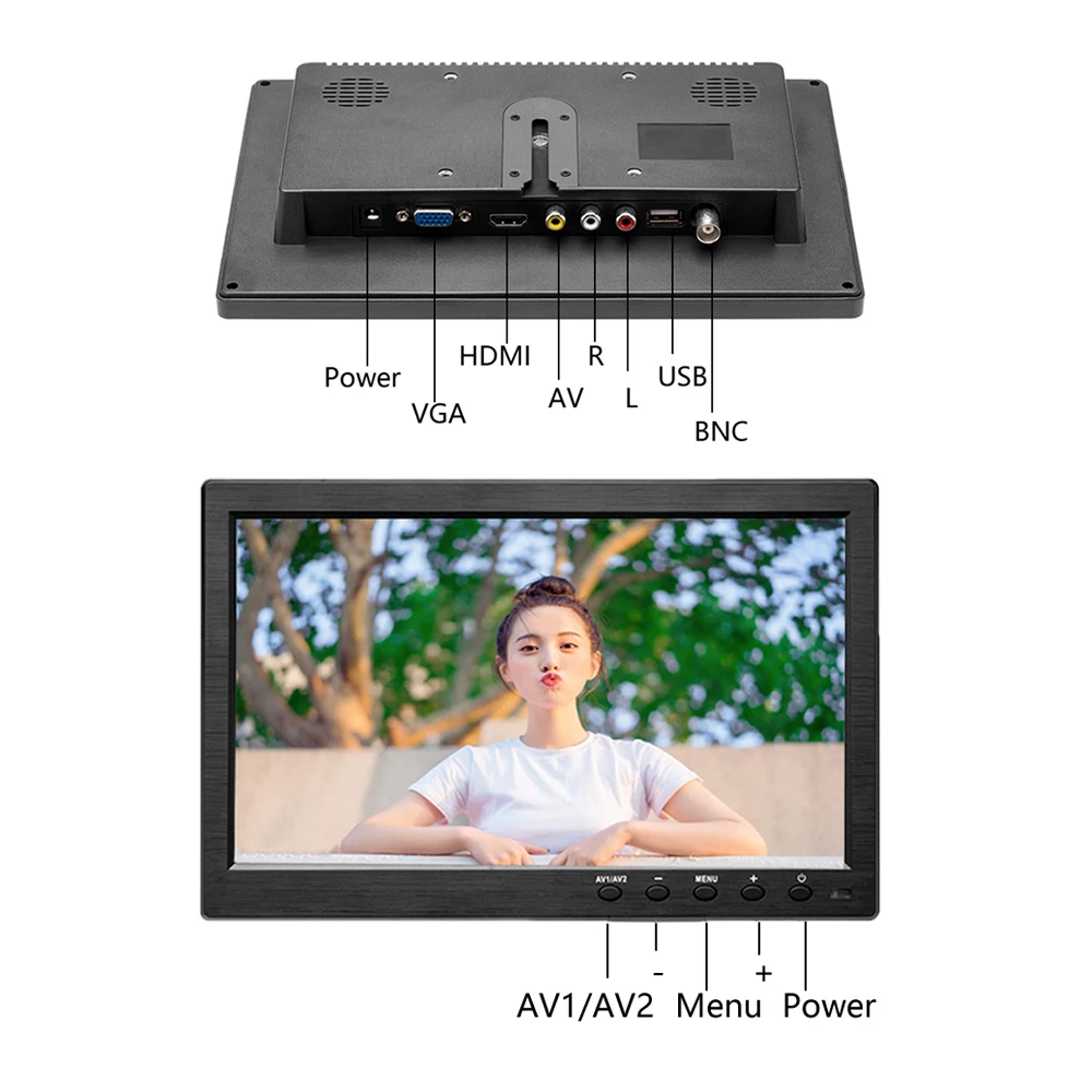 Podofo 10," ЖК-дисплей HD подголовник автомобиля монитор HDMI/VGA/AV/USB/SD ТВ армированный чехол для телефона из поликарбоната и 2 канала видео Вход Security Monitor DVD плеер с Динамик