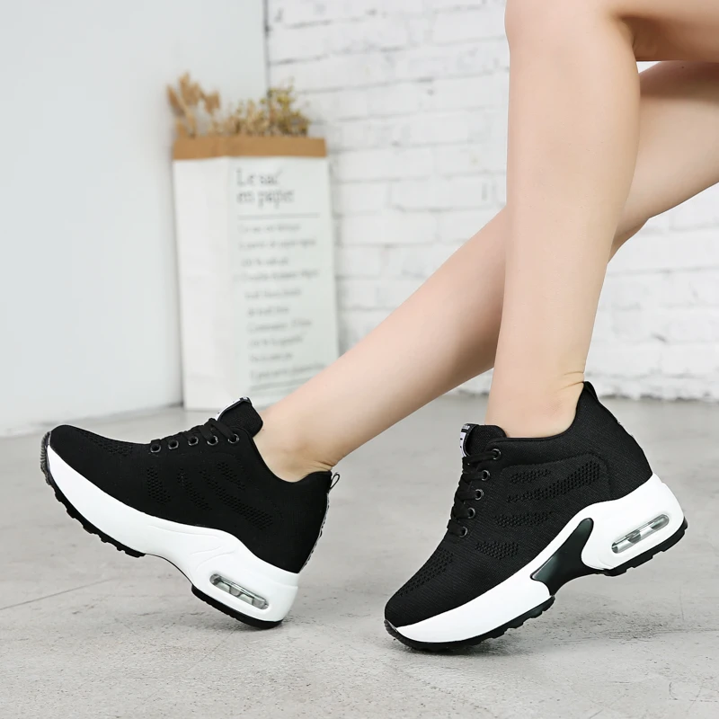 Breathable Flying Knitting Women Sneakers Hide Heel Fashion Sneakers Women Platform Casual Shoes zapatillas mujer XZ136 (16)