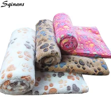 Sqinans 3 размера лапа печать собака мягкое Флисовое одеяло щенок клетка для кошки подушки на кровать теплые спальные места для домашних животных крышка
