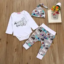 Г., осенняя стильная одежда для маленьких мальчиков комплекты одежды для малышей Комбинезоны из хлопка для девочек+ штаны+ шапка, комплект из 3 предметов, одежда для малышей