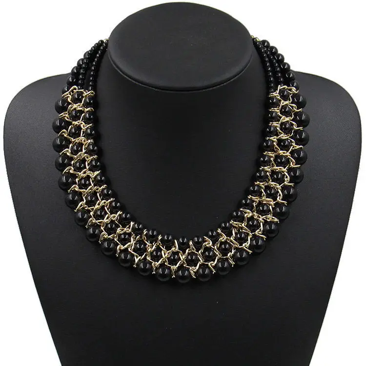 Statement Fashion Women Necklaces & Pendants Collar Bead Brand Chunky Female Chain Bib Pearl Vintage Jewelry
