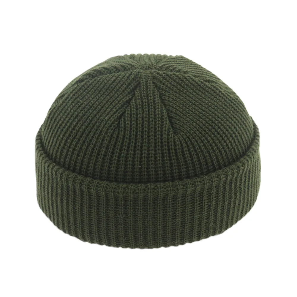 Brimless Hüte Hip Hop Beanie Schädeldecke Straße Gestrickte Hut Frauen Männer Acryl Unisex Casual Solide Kürbis Tragbare Melonen Kappe