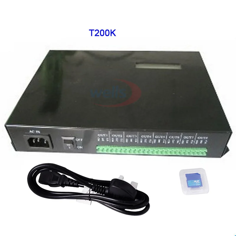 

T-200K online Led Pixel DMX Controller Program by PC For WS2812 WS2811 1809 6803 WS2801 Pixels Strip 8ports*512pixels,4096pixels