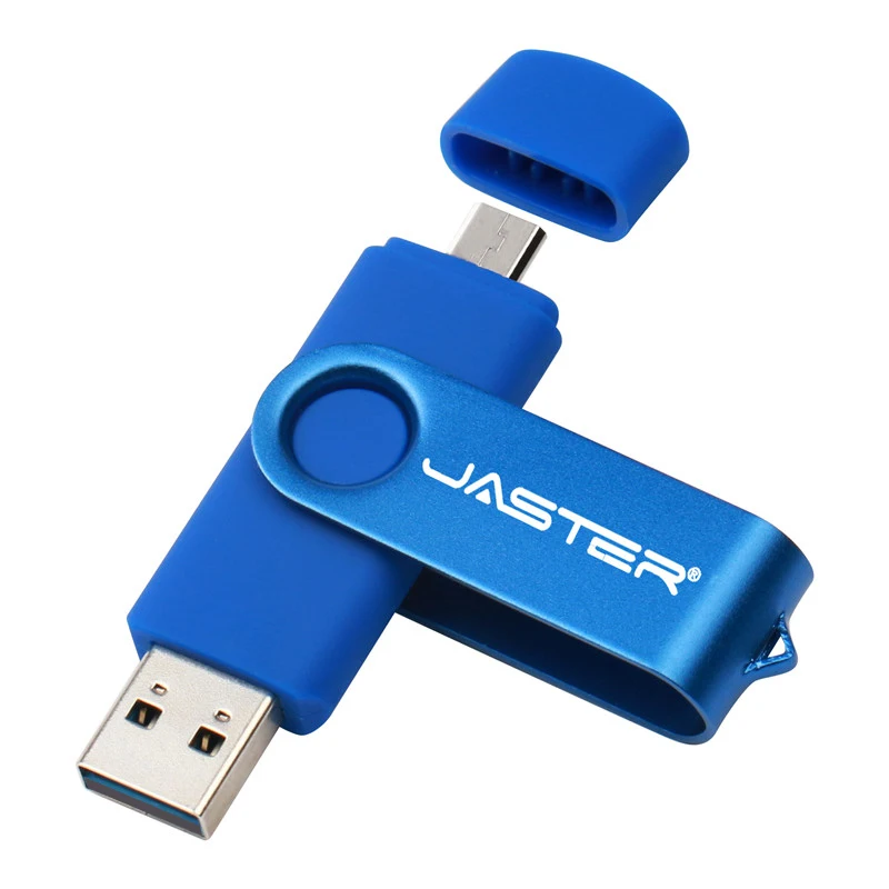 JASTER OTG USB флеш-накопитель 128 Гб металлический флеш-накопитель 8 ГБ 16 ГБ 32 ГБ 64 Гб 128 ГБ флеш-накопитель 256 ГБ двойное использование Micro USB карта памяти - Цвет: Blue