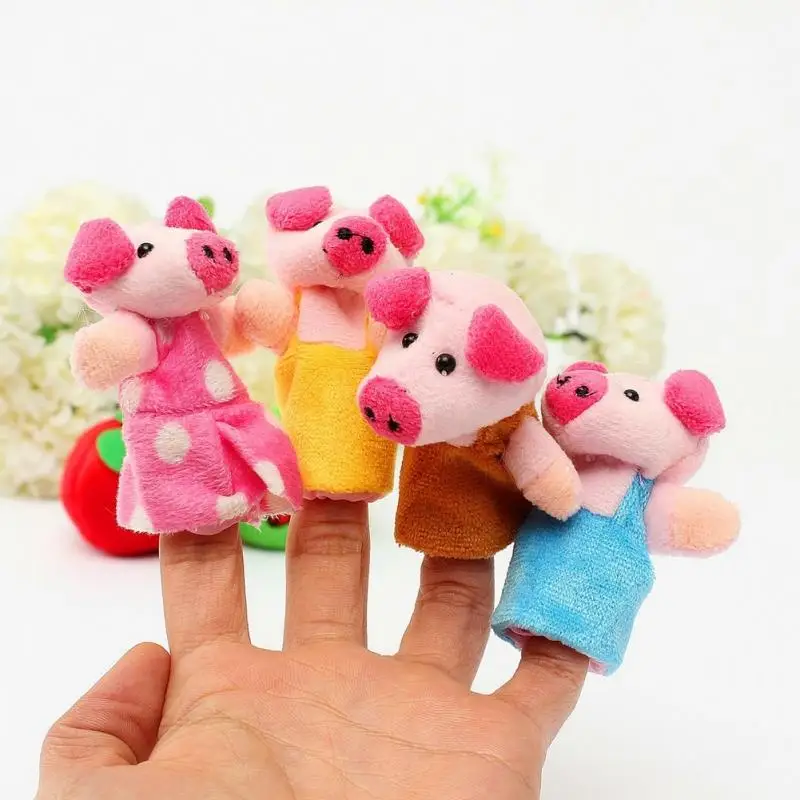 8pcs New Three Little Pigs Finger Puppets Kids Educational Hand Toy Story Toy for Boy Girl