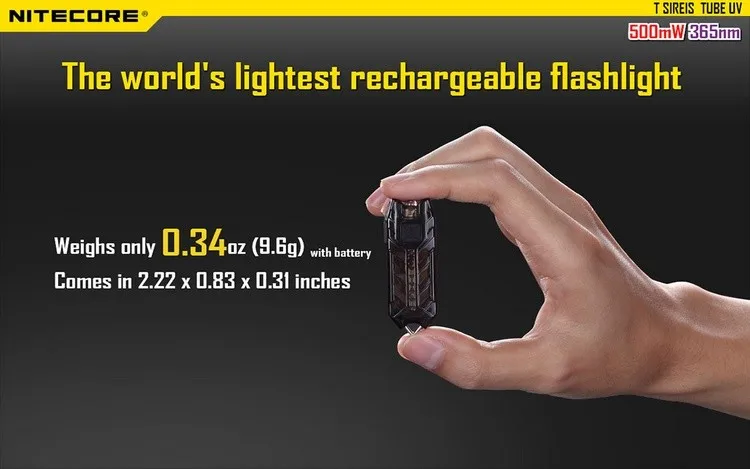 NITECORE TubeUV встроенный аккумулятор USB Перезаряжаемый 365nw Ультрафиолетовый брелок с УФ-фонариком огни для культивирования перекосов