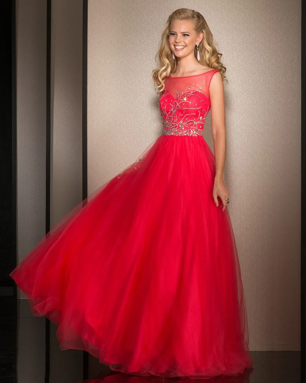 red straight prom dress