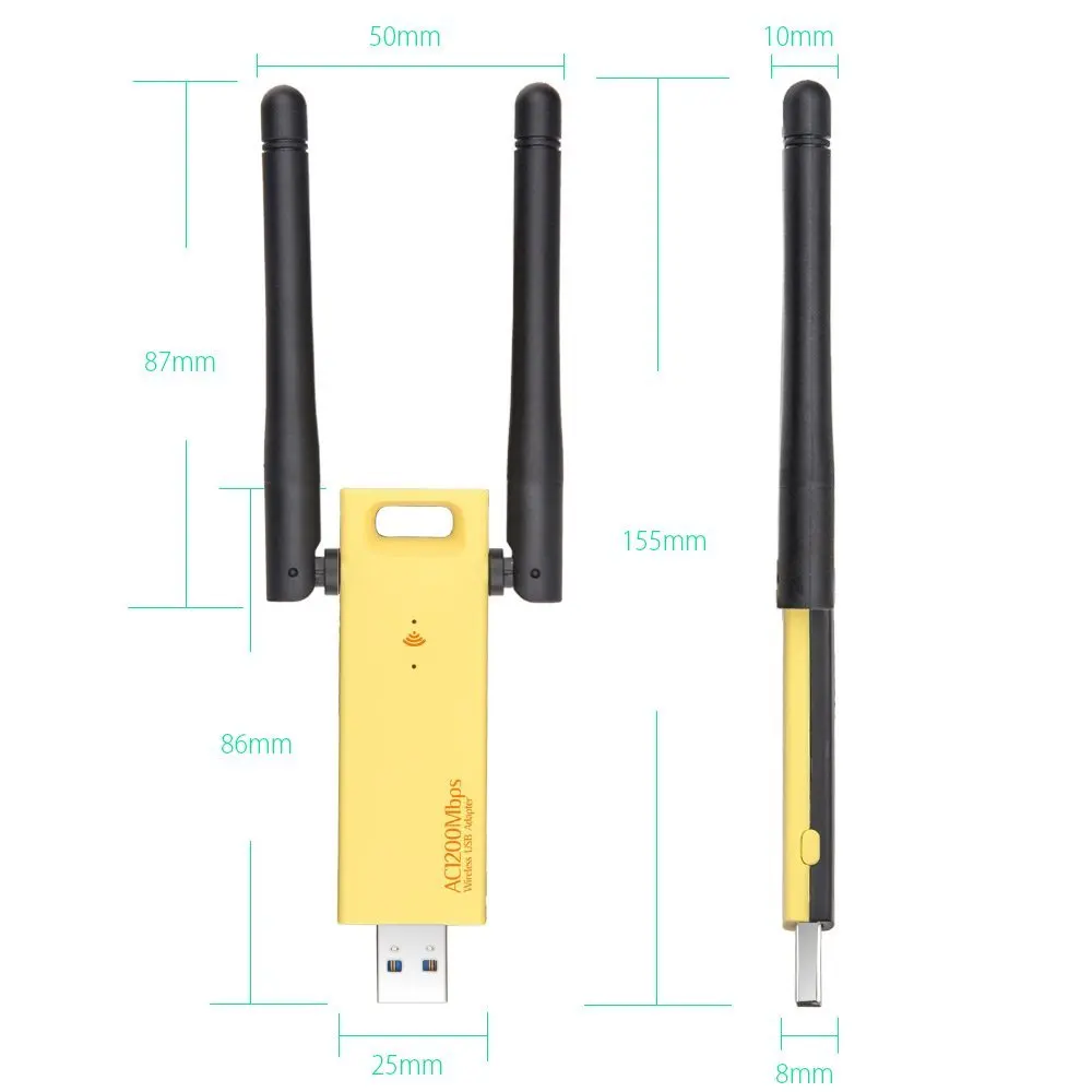 Dual Band 802 11ac 1200Mbps USB 3 0 Wifi Wireless AC Card Realtek RTL8812AU Dongle Antennas 1 Dual Band 802 11ac 1200Mbps USB 3 0 Wifi Wireless AC Card Realtek RTL8812AU Dongle Antennas 4