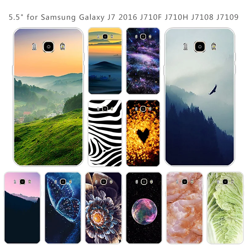 For Samsung J7 2016 Silicon Case 5.5 inch for Galaxy J7108 J7109 Back Soft TPU Cover Scenic Eagle Phone Bag |