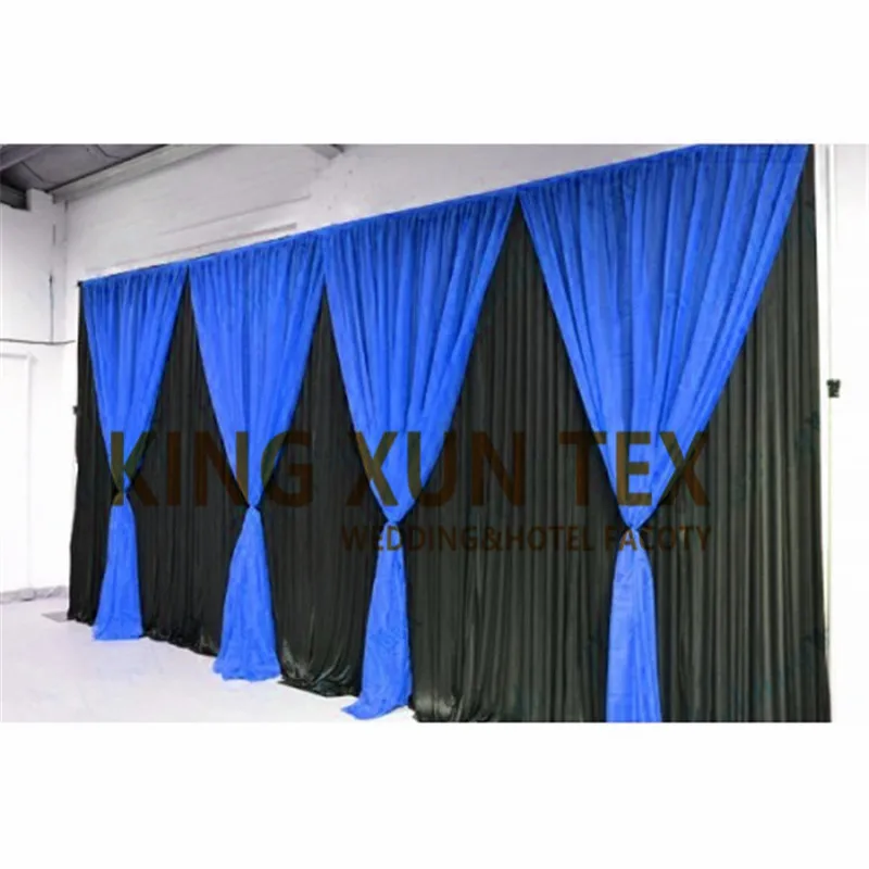 Good Looking Black Color Ice Silk Wedding Backdrop Curtain Stage Background With Colorful Drape Valance Event Party Decoration | Дом и сад