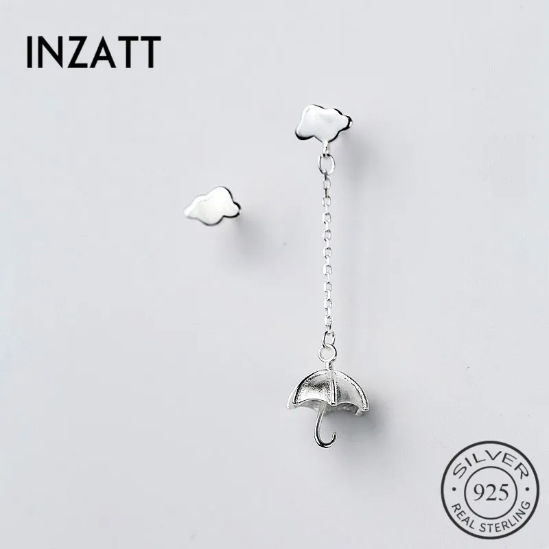 

INZATT Pubk Personality Asymmetry Cloud Umbrella Style Metal Tassel Dangle Drop Earrings 925 Sterling Silver Fashion Jewelry