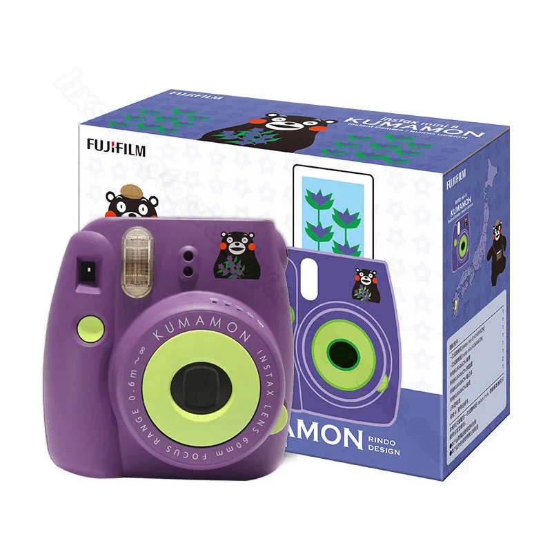 Fujifilm Instax Mini 8 Kumamon мгновенная камера набор Kumamon камера+ Kumamon пленка+ специальный ноутбук+ кольцо для ключей+ ремешок+ наклейка - Цвет: Kumamon Set - Purple