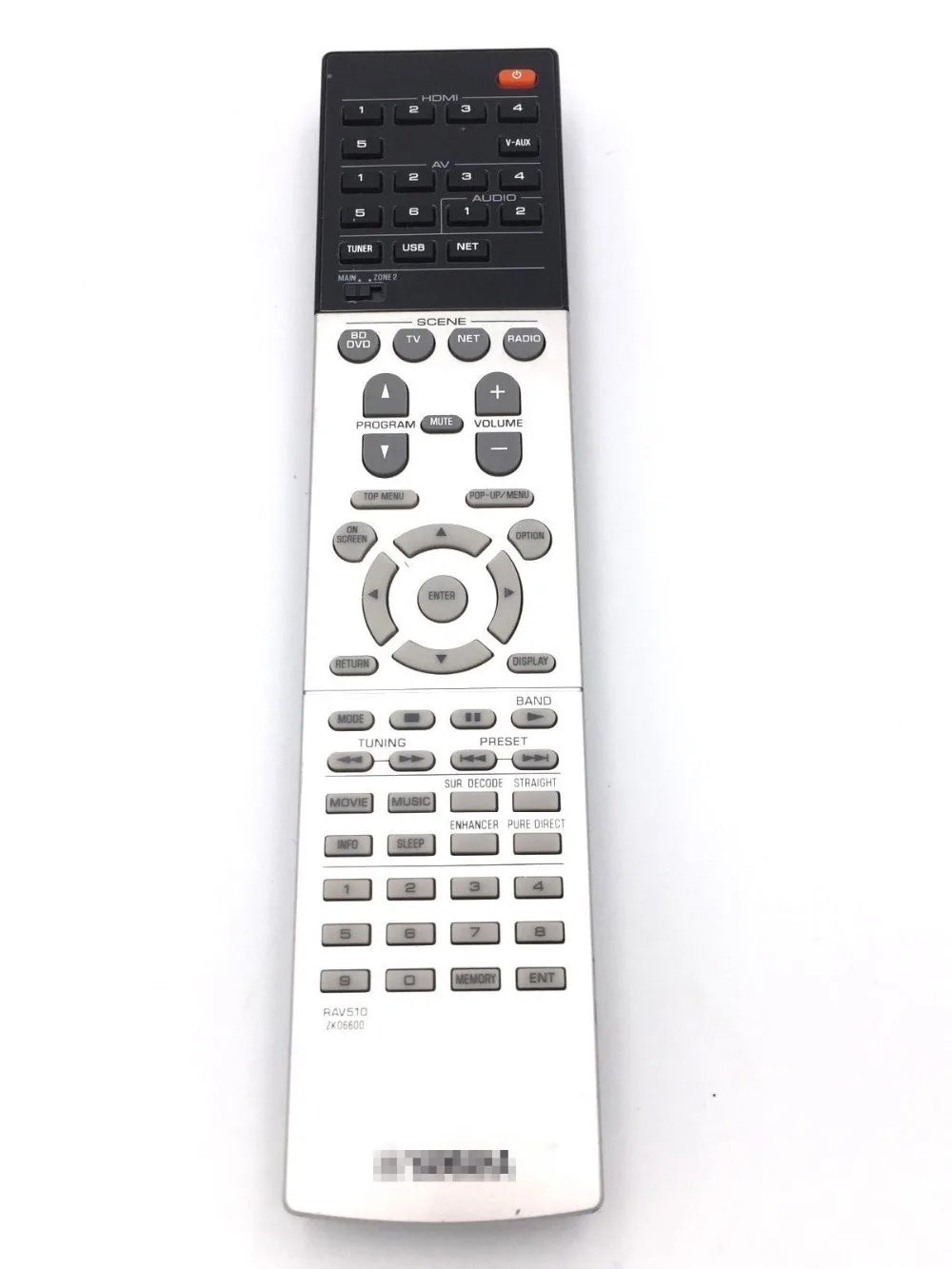 

For Yamaha AV Receiver Remote Control RAV510 ZK06600 RX-V677 RX-A740 RXV677
