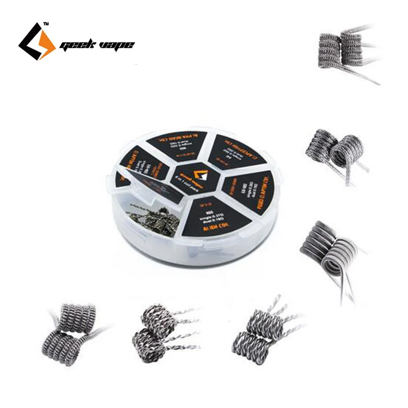 

Original Geekvape 6 in 1 Coil Pack Alien Alpha Braid Fused Clapton Clapton Helix Clapception Coil Tidal Coil For RTA RDA DIY