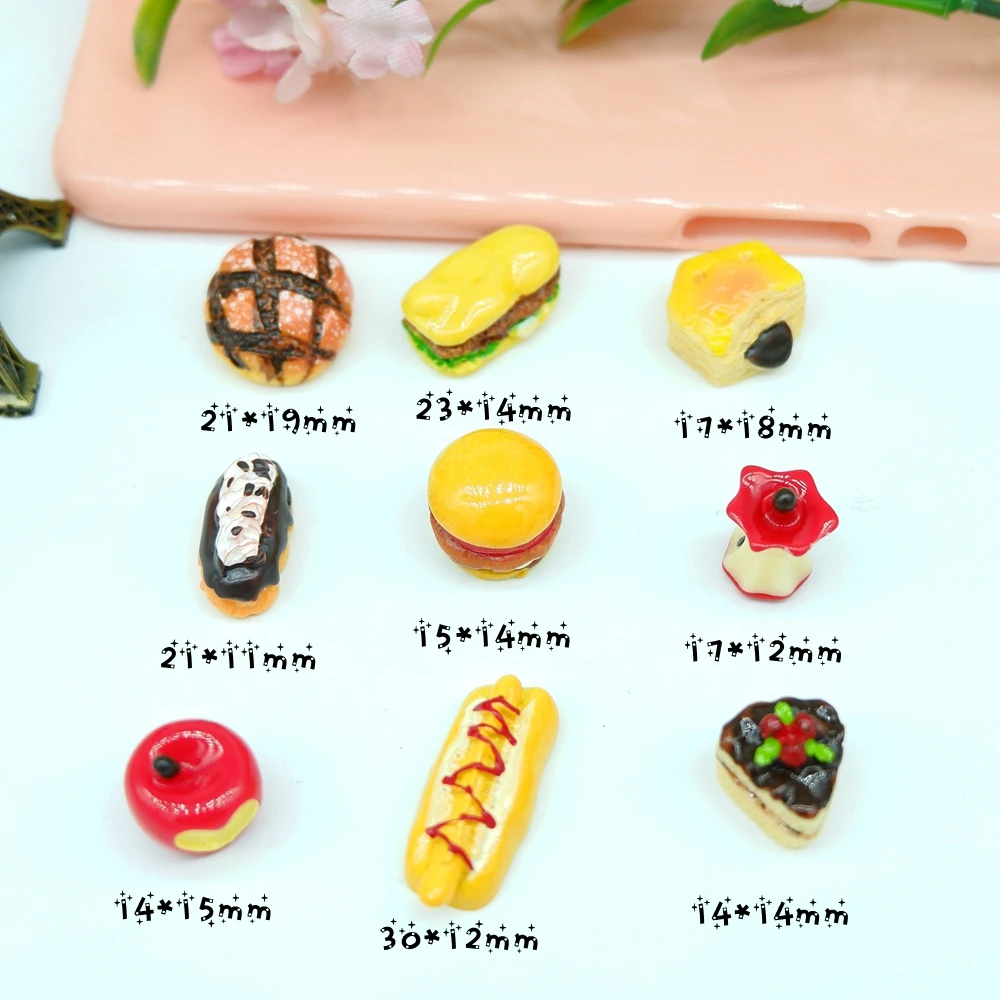 

Kawaii Apple Cake bread Burger, flatback resin crafts for deco diy Scrapbook Embellishment japanese sweets figurines miniatures