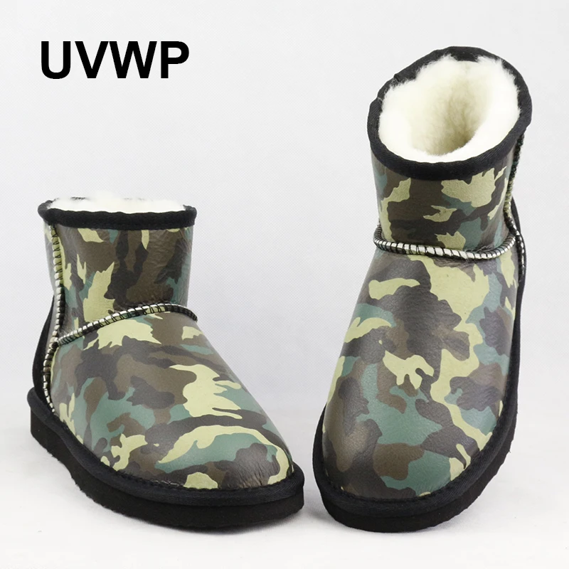 

UVWP Hot Sale Top Quality Women Snow Boots 100% Natural Fur Winter Boots Woman Genuine Sheepskin Leather Warm Wool Ankle Boots