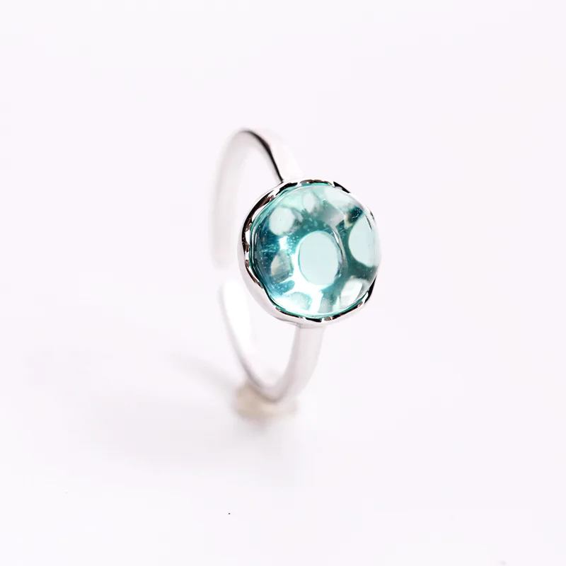 blue sea ring 100% Sterling 925 silver Jewelry Vintage Adjustable rings for women gift