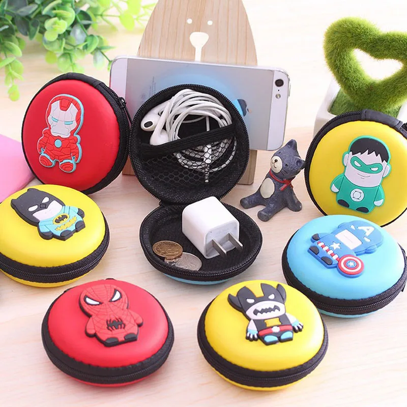 

ALIEME Coin Purse Fashion Novelty Super Heroes Silicone Round Key Wallet Mini Storage Organizer Bag Dual Earphone Holder Gift
